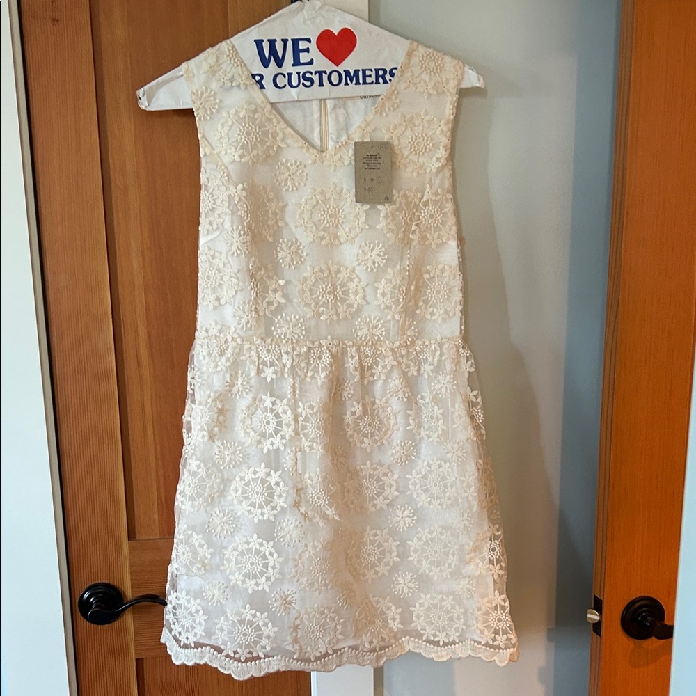 Pitaya Cream Floral Lace Kids Dress